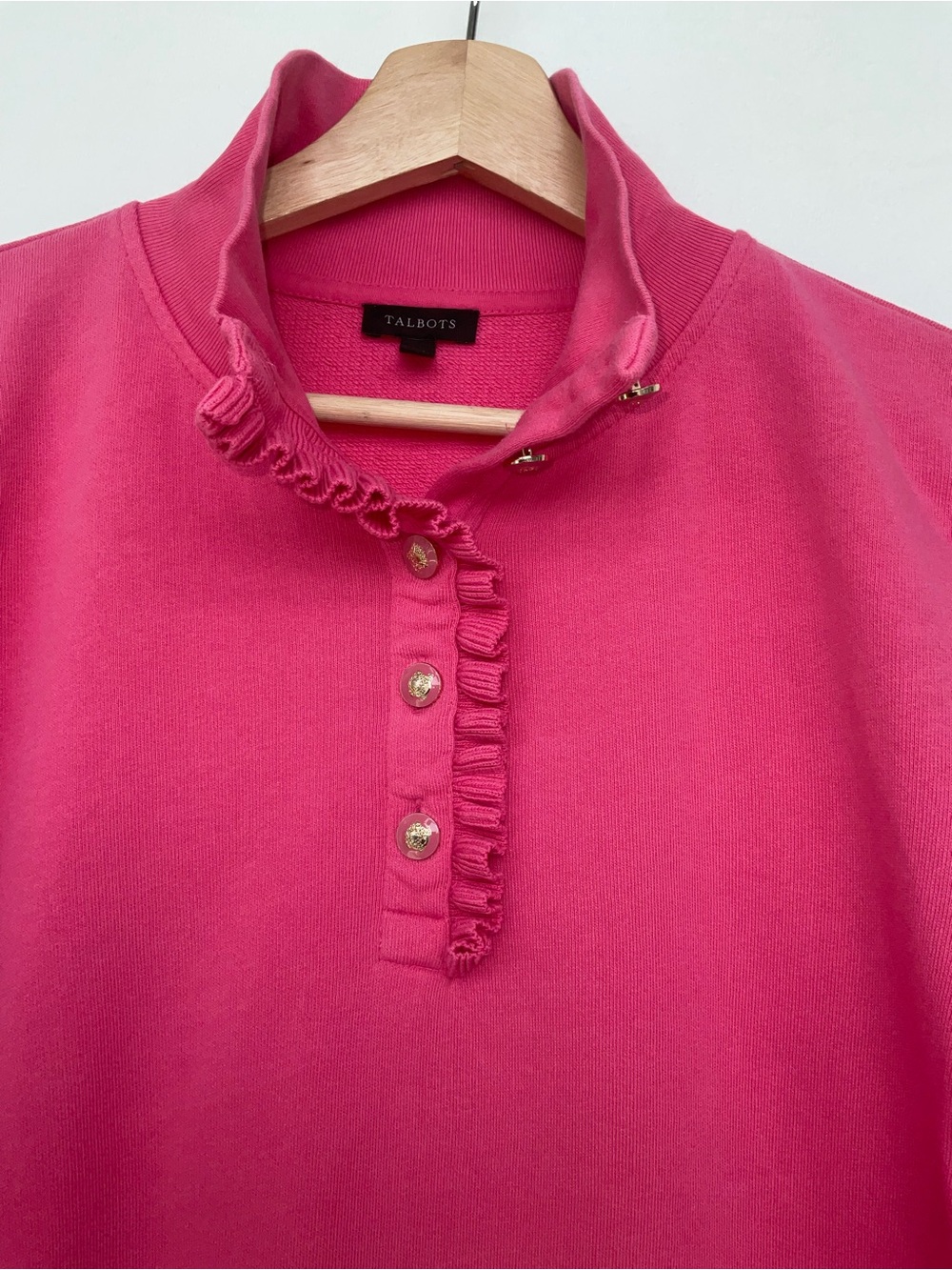 Talbots Ruffle Placket Mockneck Pullover - Picture 5 of 8